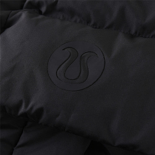 Lululemon Black Hooded Quilted Puffer Jacket with Tonal Logo