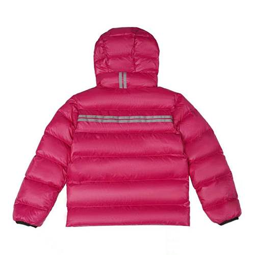 Canada Goose Fuchsia Pink Hooded Quilted Puffer Jacket with Gray Stripe Details