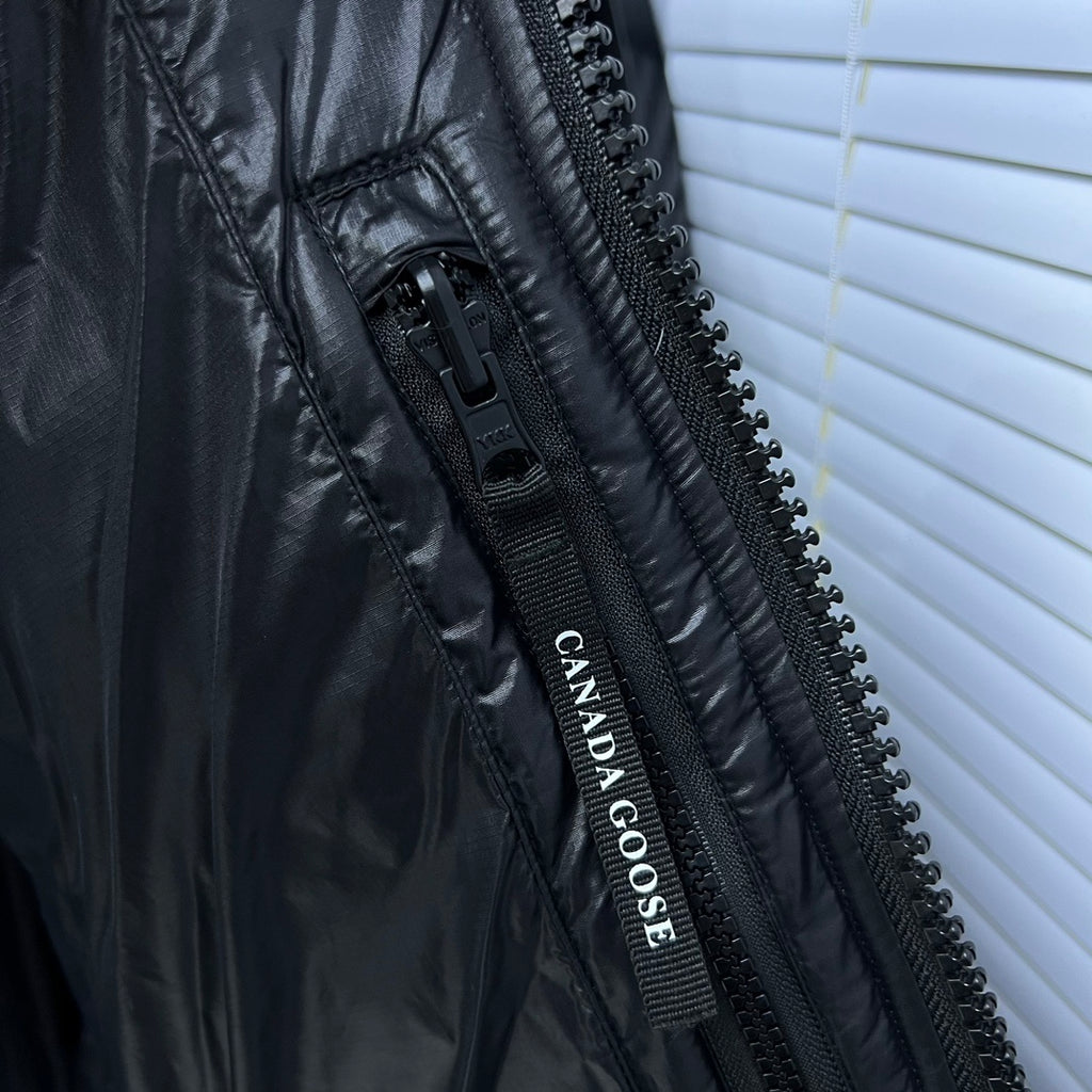 Canada Goose Black Hooded Quilted Puffer Jacket with Red Logo Badge