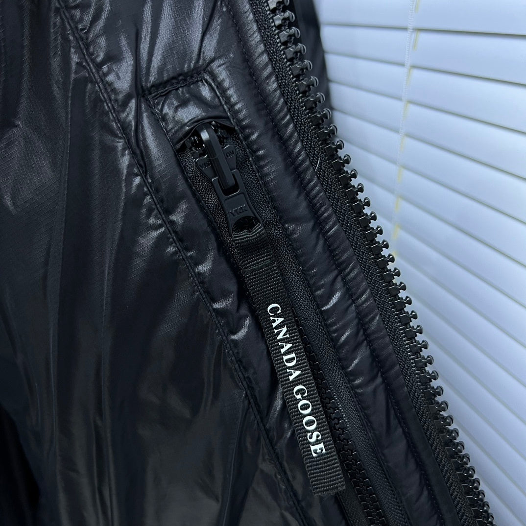 Canada Goose Black Hooded Quilted Puffer Jacket with Red Logo Badge