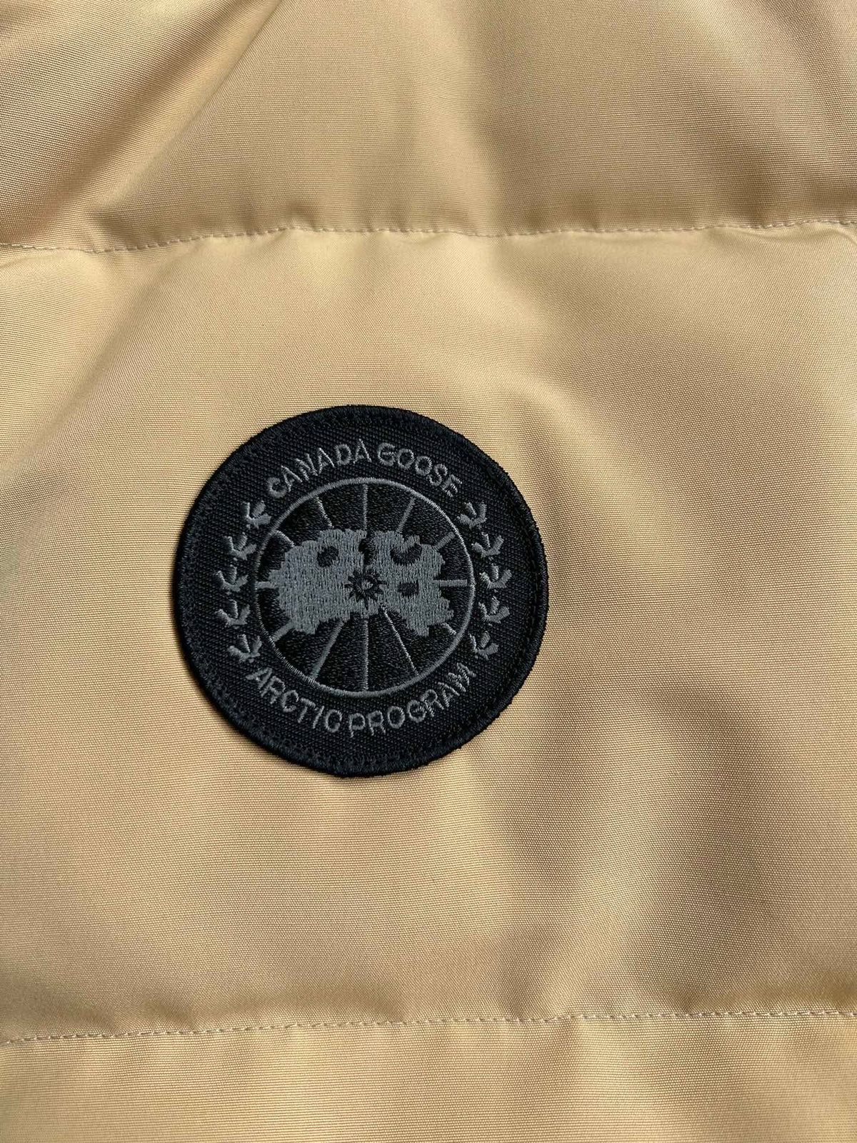 Canada Goose Sand Beige Quilted Puffer Vest with Black Badge