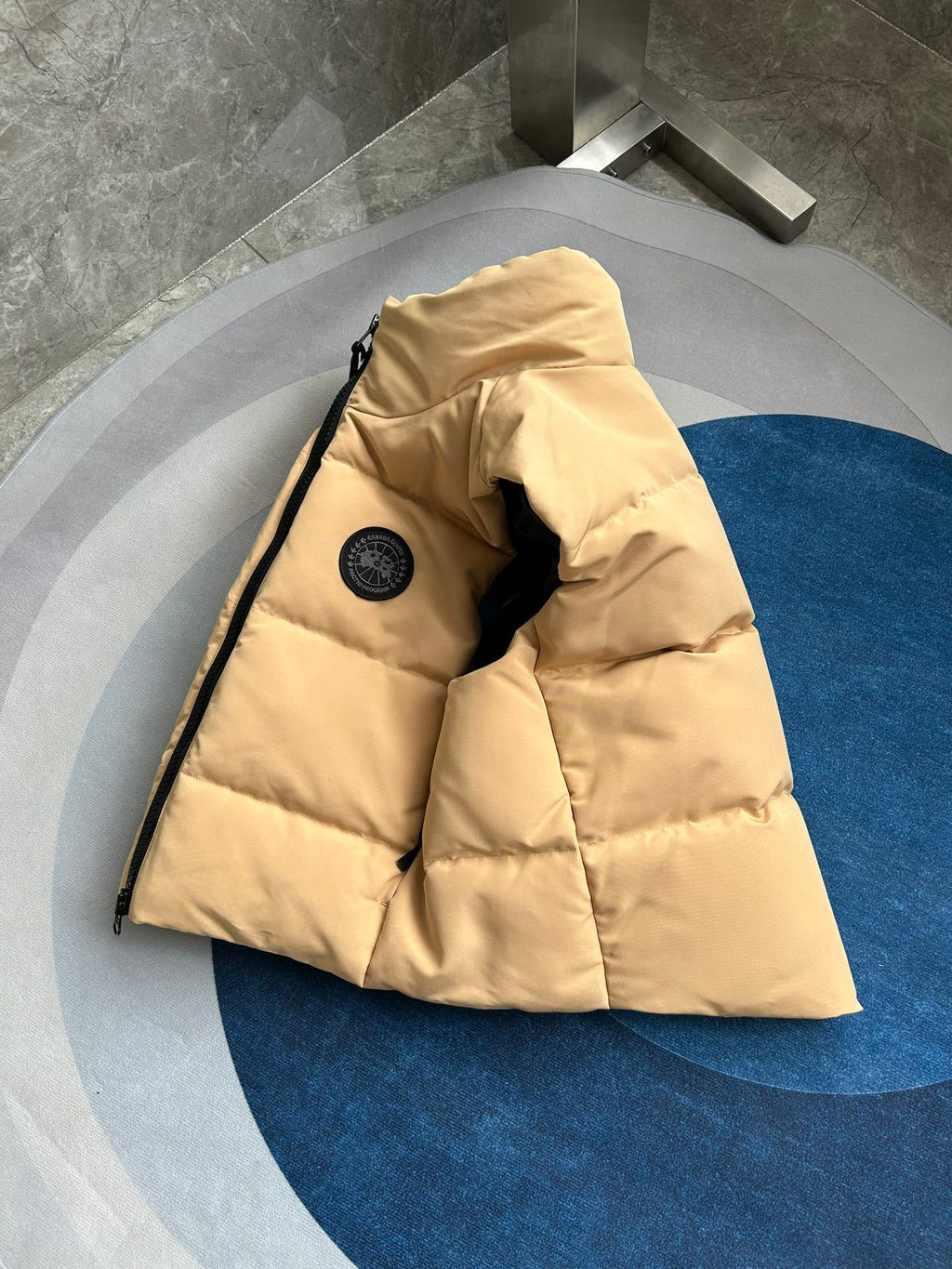 Canada Goose Sand Beige Quilted Puffer Vest with Black Badge