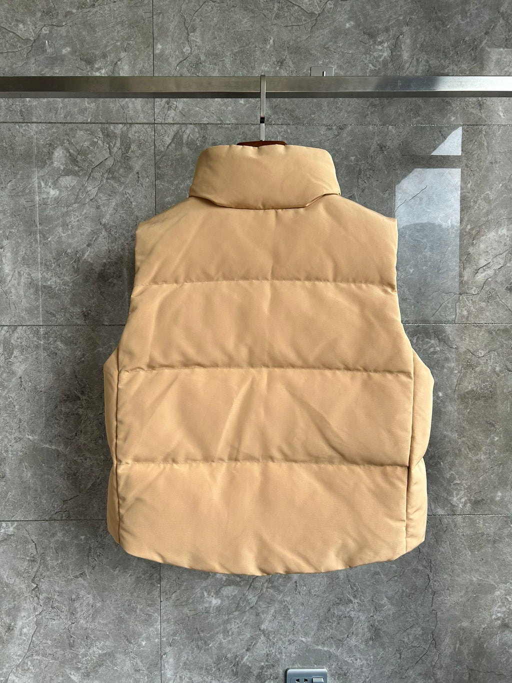 Canada Goose Sand Beige Quilted Puffer Vest with Black Badge