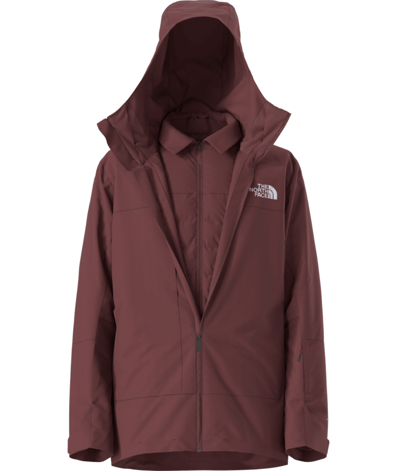 The North Face Burgundy Hooded Zip Jacket with Quilted Inner Layer