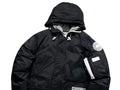Canada Goose Black Hooded Bomber Jacket with White Contrast Trim