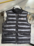Moncler Black Glossy Quilted Puffer Vest with Zip Pockets
