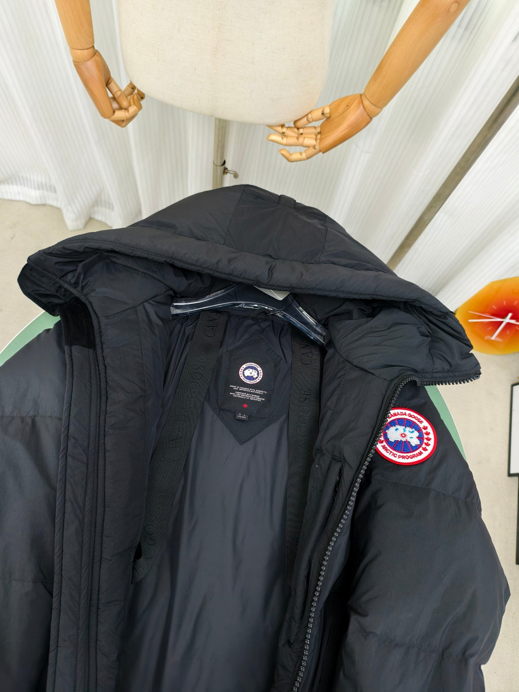 Canada Goose Black Hooded Puffer Jacket with Contrast Back Detail