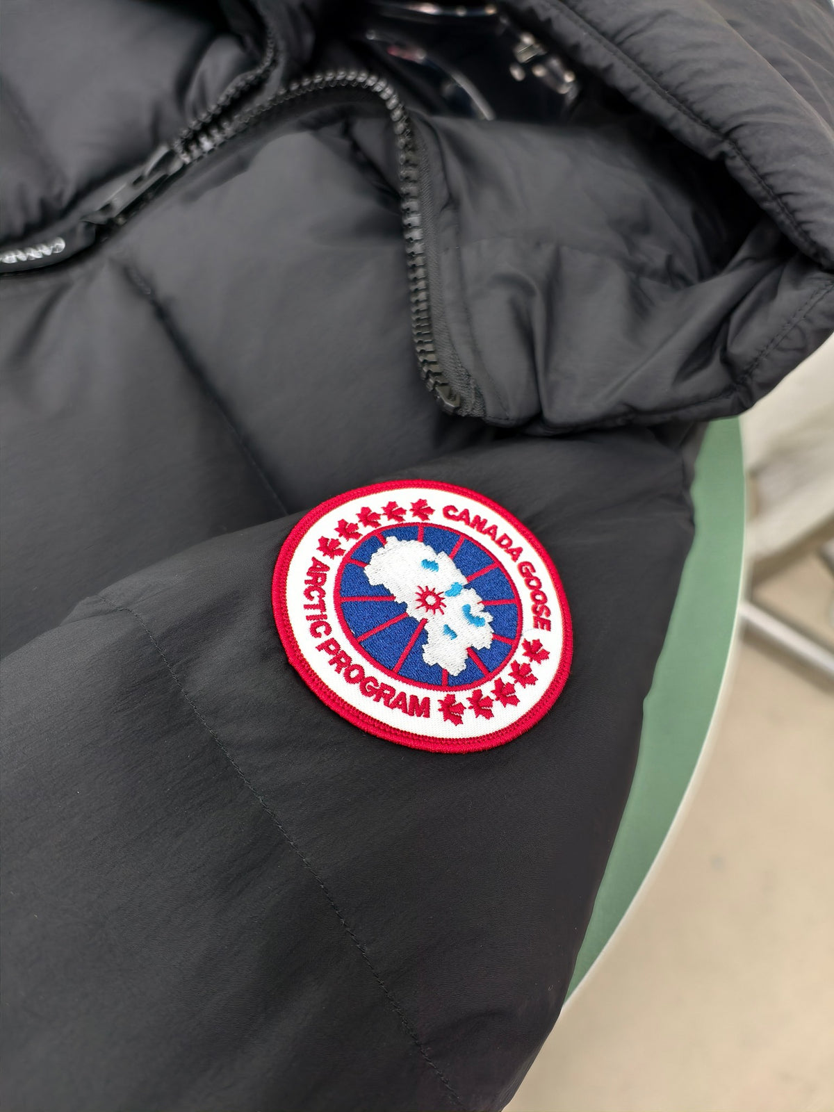 Canada Goose Black Hooded Puffer Jacket with Contrast Back Detail