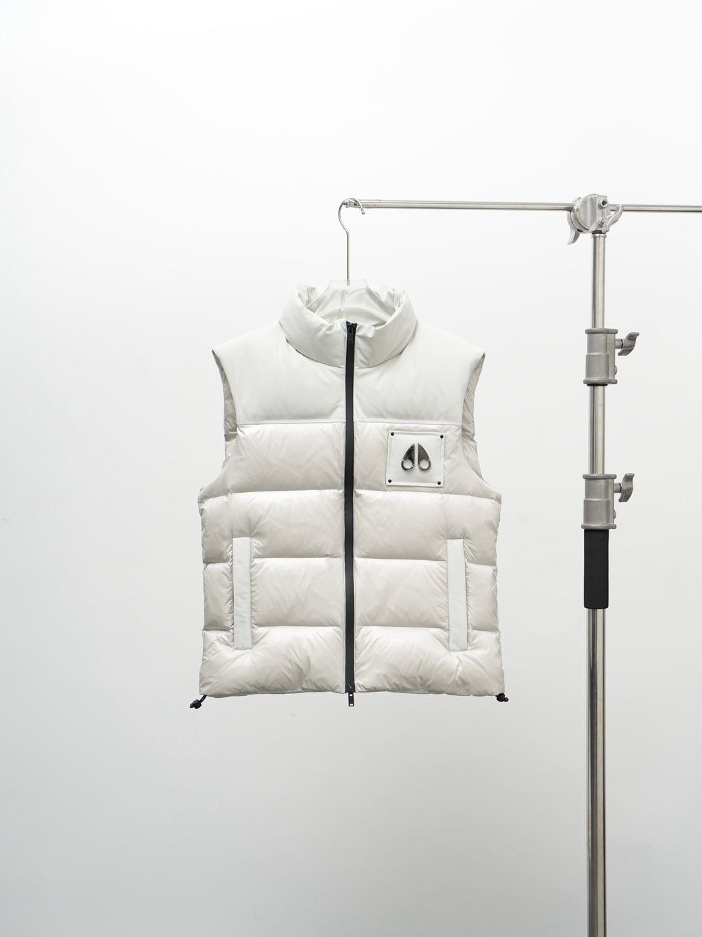Moose Knuckles White Quilted Puffer Vest with Metal Logo