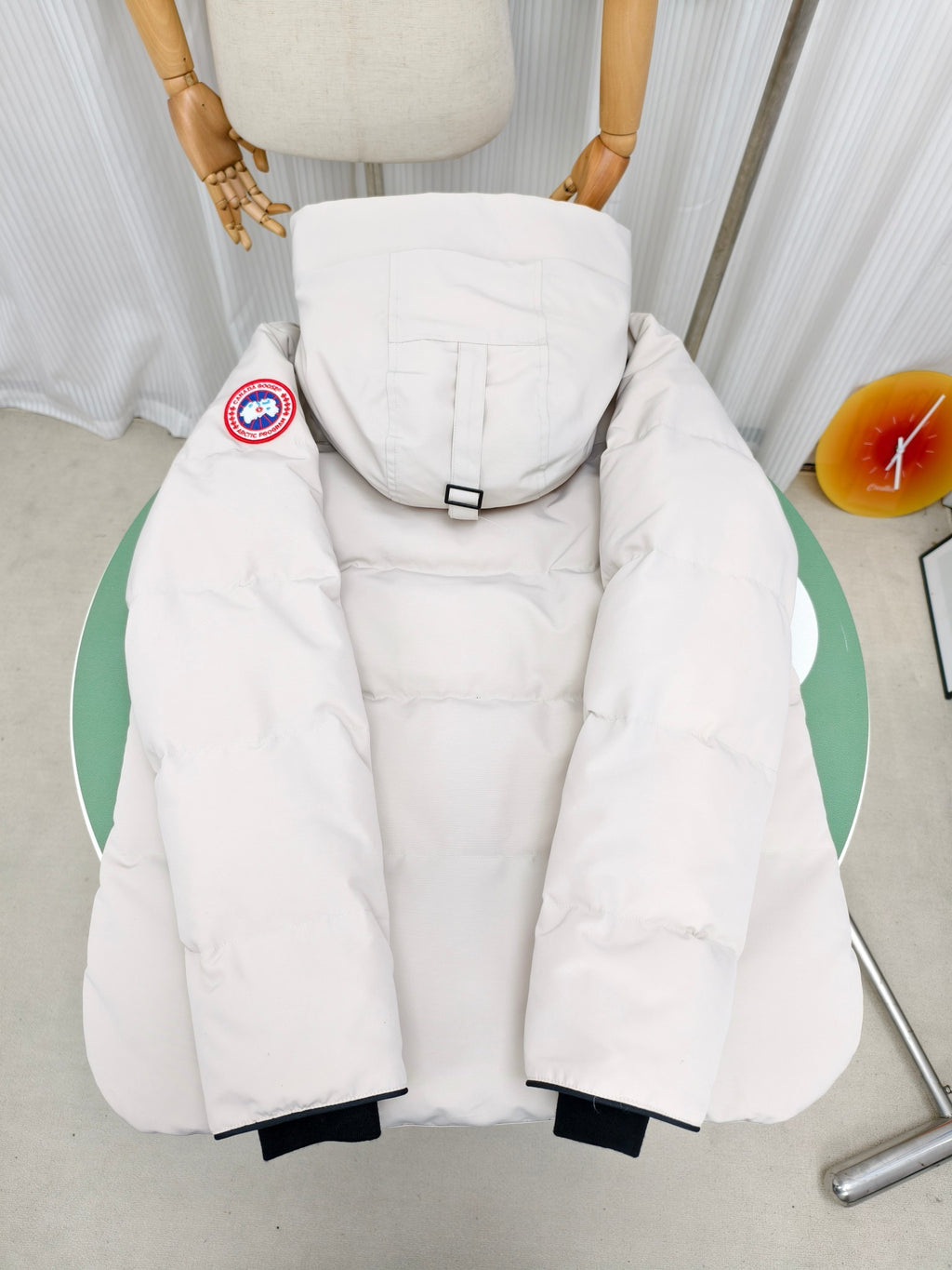 Canada Goose Ivory White Hooded Quilted Puffer Jacket with Plush Trim