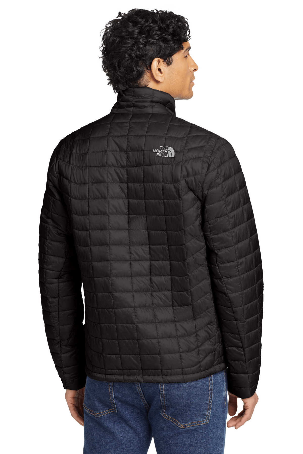 The North Face Black Stand-Collar Grid-Quilted Zip Jacket