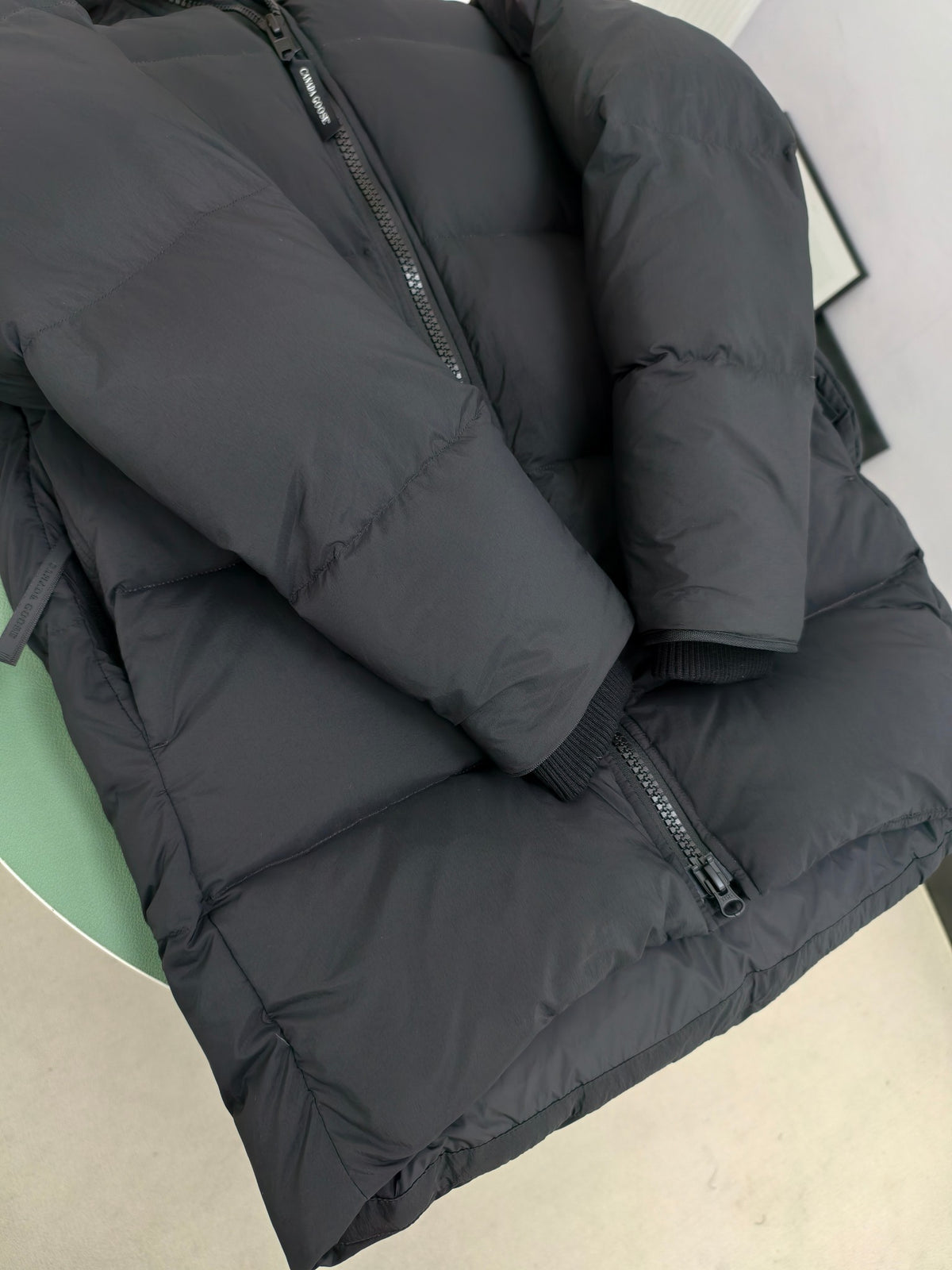Canada Goose Black Hooded Puffer Jacket with Contrast Back Detail