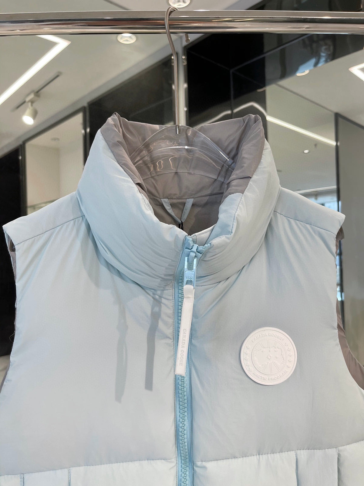 Canada Goose Ice Blue Quilted Puffer Vest with White Badge