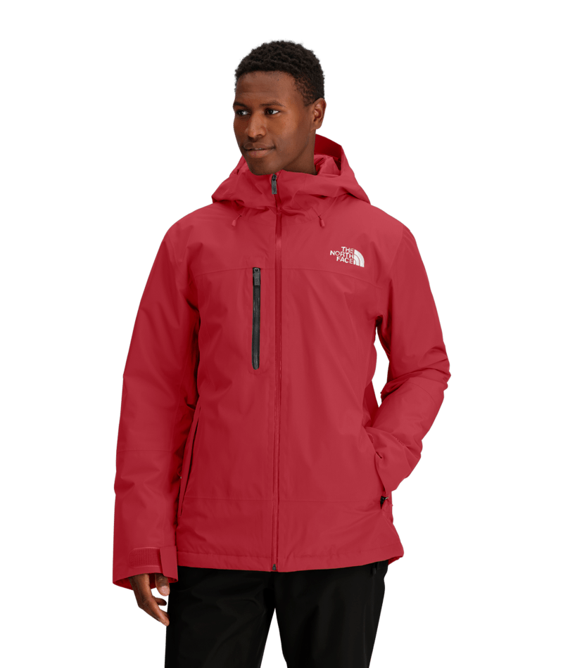 The North Face Red Hooded Full-Zip Jacket with Zip Chest Pocket