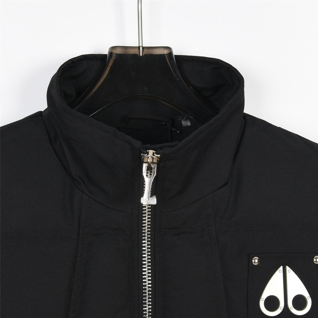 Moose Knuckles Black Quilted Puffer Vest with Silver-Tone Studs