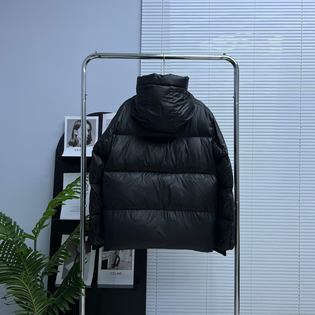 Canada Goose Black Hooded Quilted Puffer Jacket with Red Logo Badge
