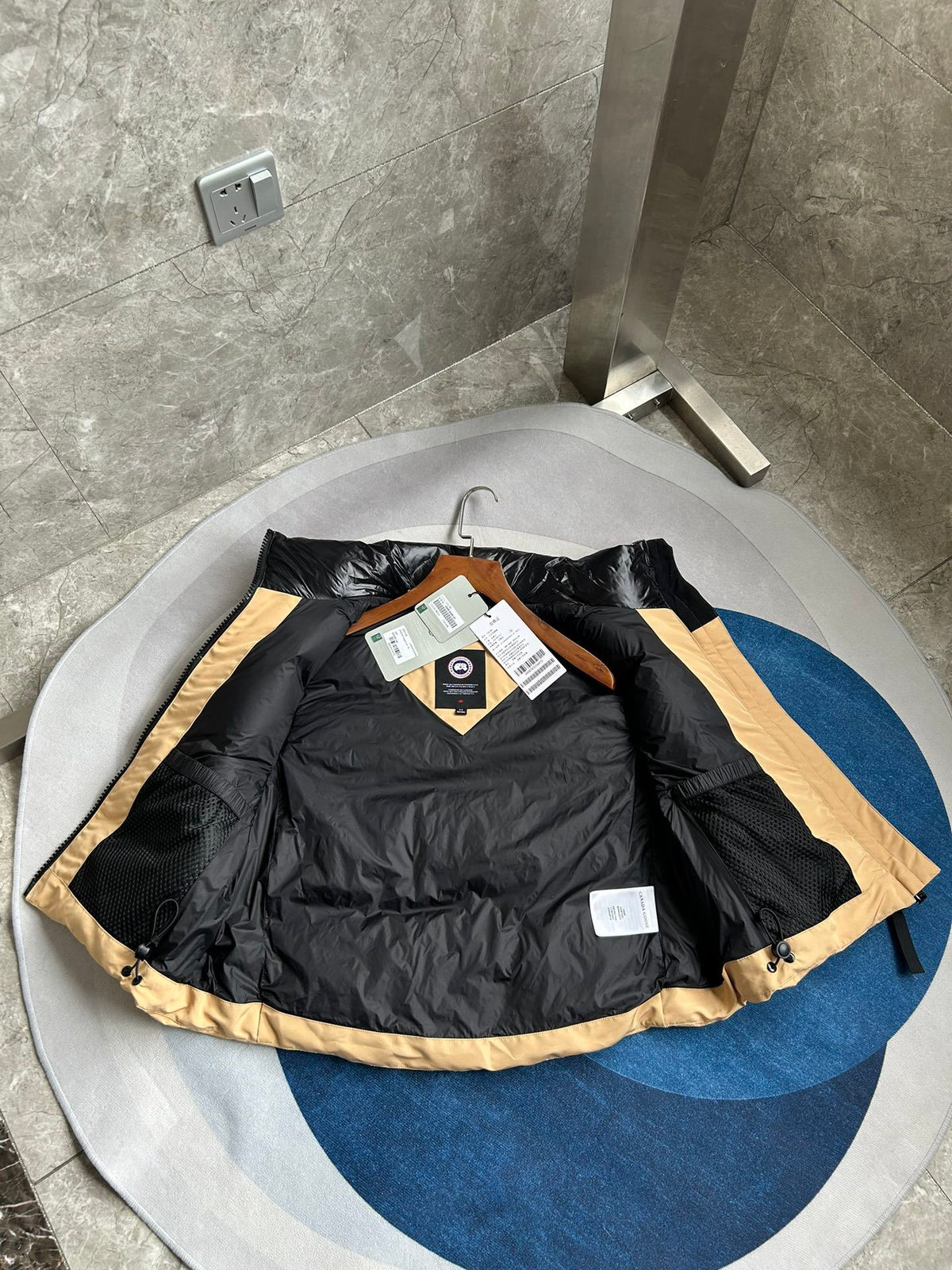 Canada Goose Sand Beige Quilted Puffer Vest with Black Badge