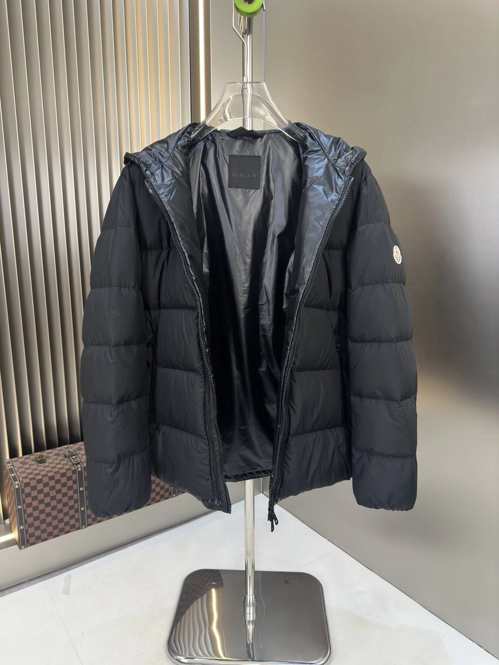 Moncler Dark Navy Blue Quilted Puffer Jacket with Sleeve Badge