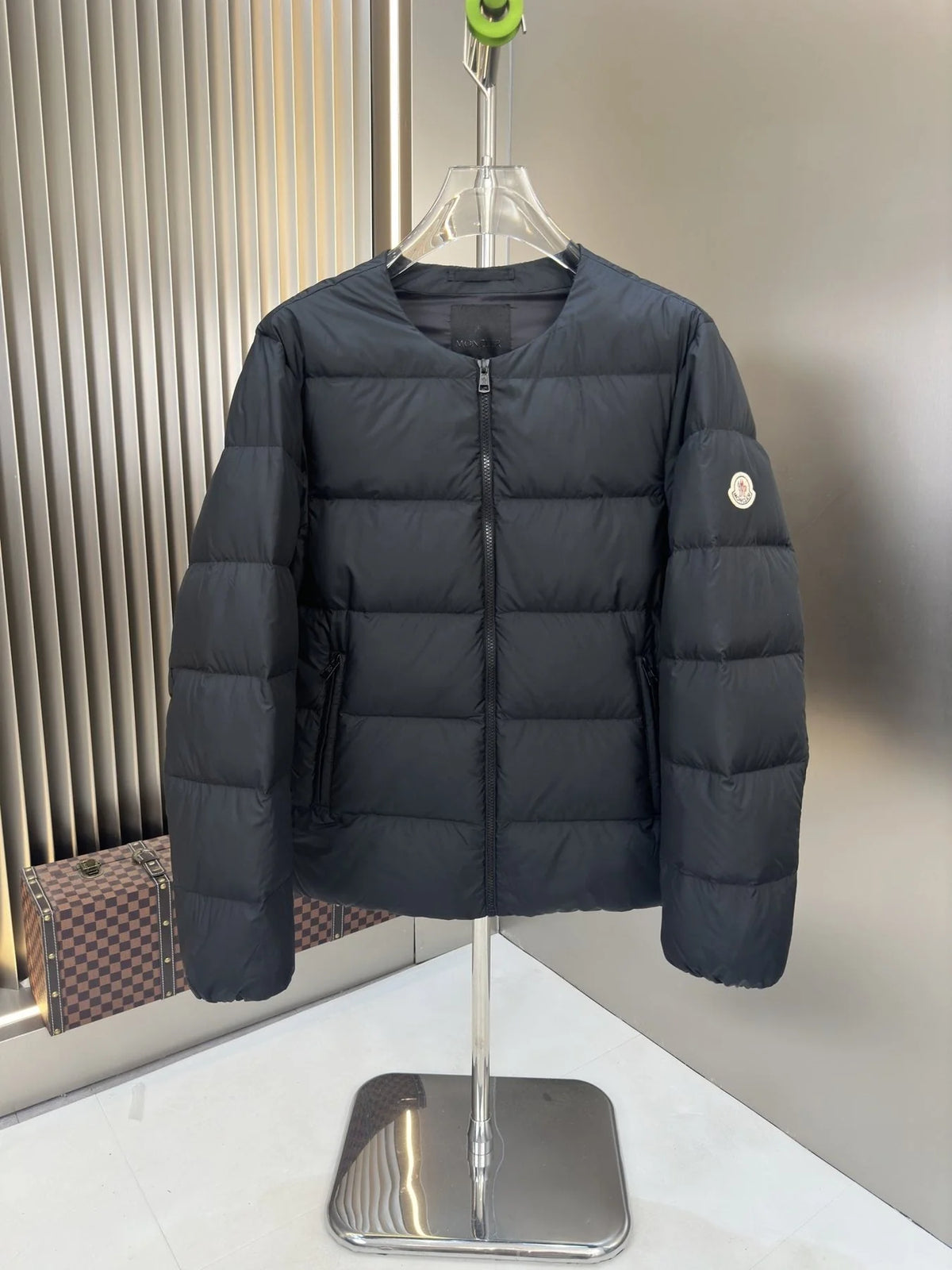 Moncler Dark Navy Blue Quilted Puffer Jacket with Sleeve Badge
