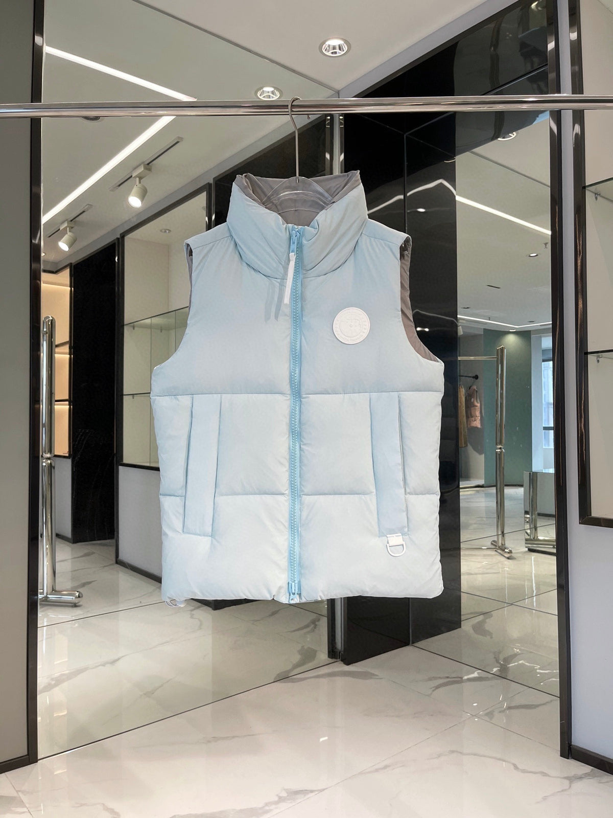 Canada Goose Ice Blue Quilted Puffer Vest with White Badge