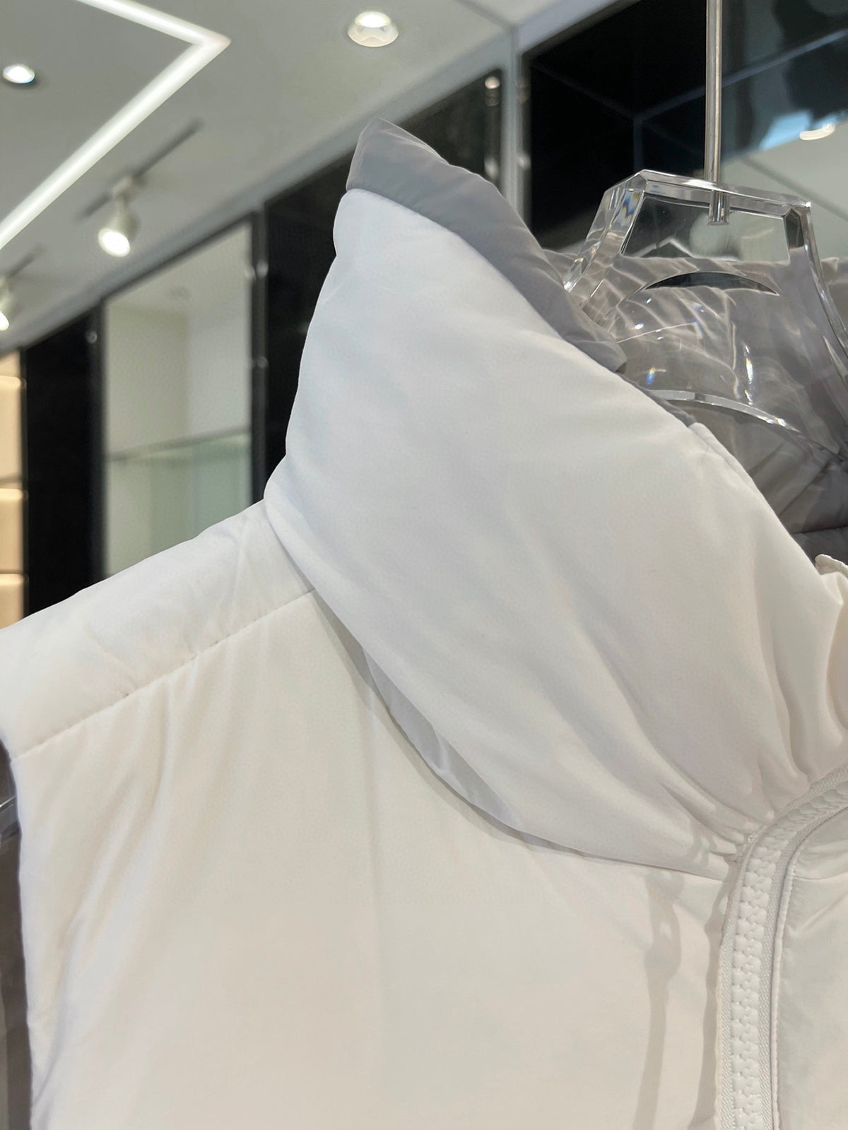 Canada Goose White Quilted Puffer Vest with Tonal Chest Badge