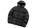Moncler Black Hooded Quilted Puffer Jacket with White Logo Trim