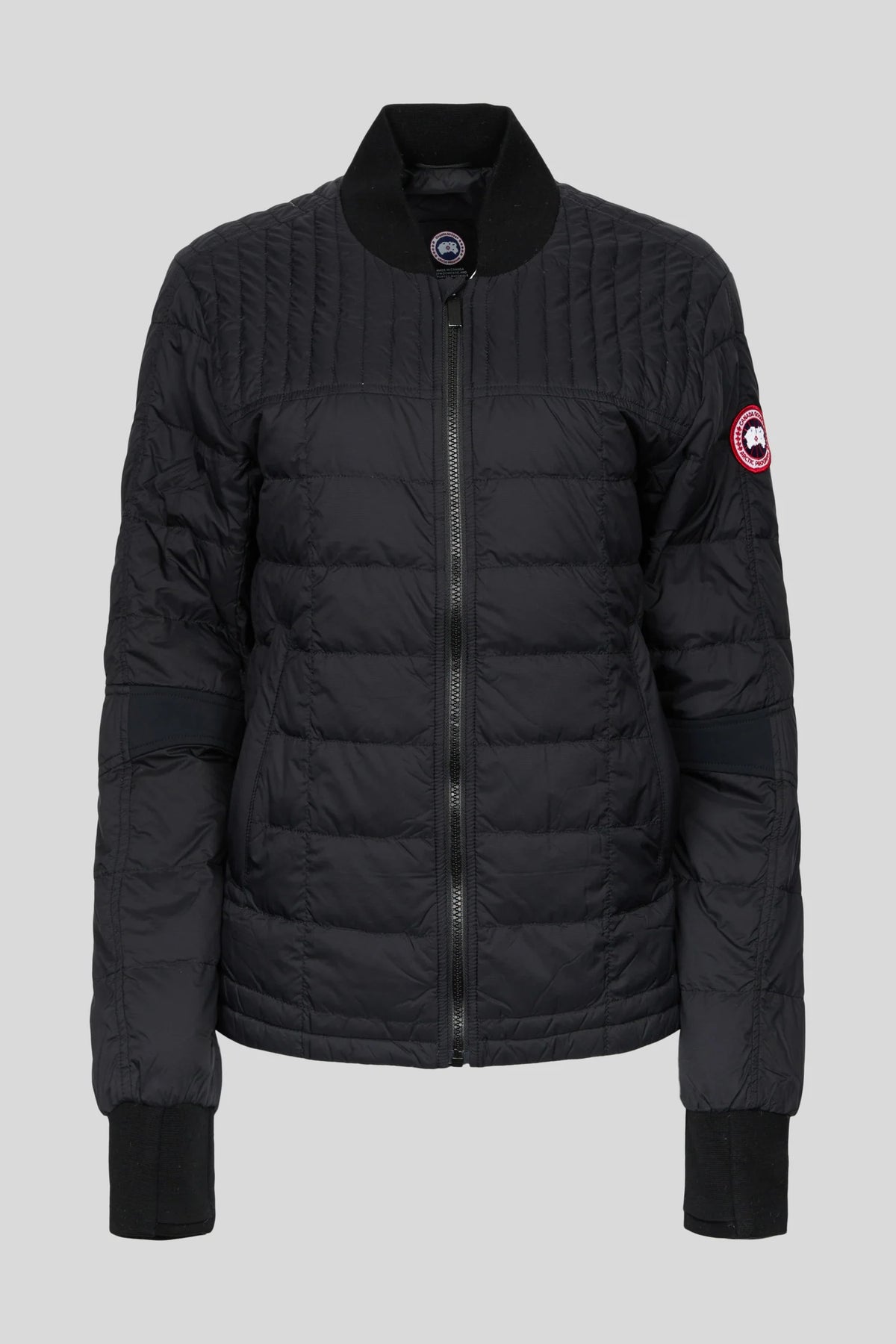 Canada Goose Black Mixed-Quilt Stand-Collar Zip Jacket