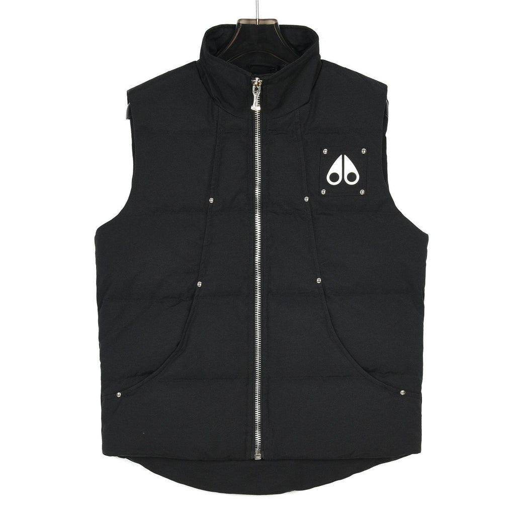 Moose Knuckles Black Quilted Puffer Vest with Silver-Tone Studs