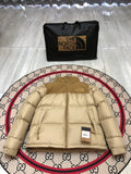 The North Face Sand Beige and Tan Colorblock Stand-Collar Puffer Jacket