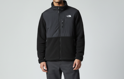 The North Face Black Stand-Collar Fleece Jacket with Contrast Panels