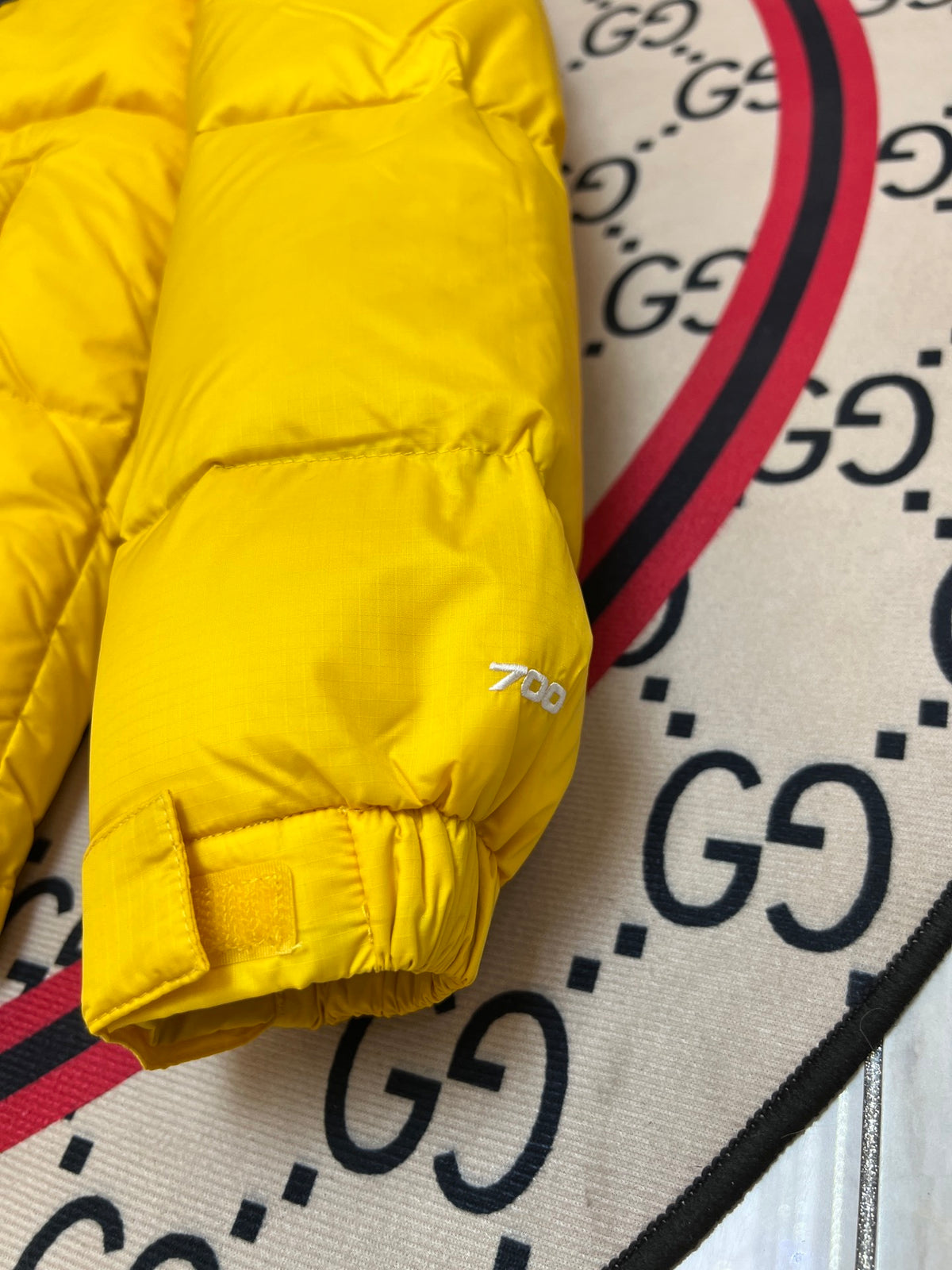 The North Face Yellow and Black Colorblock Stand-Collar Puffer Jacket