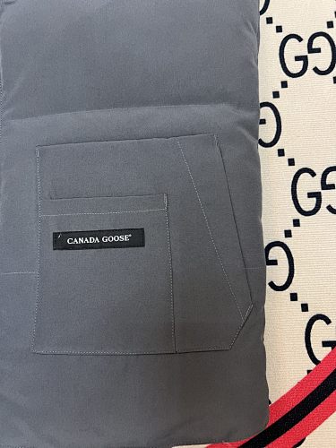 Canada Goose Charcoal Gray Quilted Puffer Vest with Red Logo Badge
