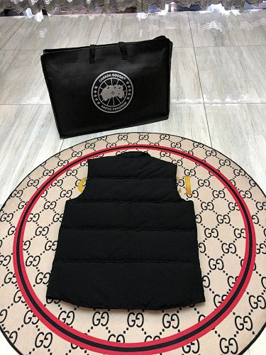 Canada Goose Black Quilted Puffer Vest with Red Logo Badge