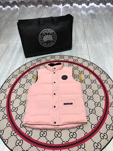 Canada Goose Blush Pink Quilted Puffer Vest with Black Logo Badge