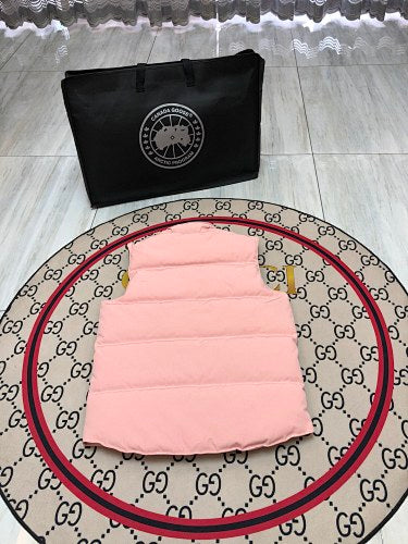 Canada Goose Blush Pink Quilted Puffer Vest with Black Logo Badge