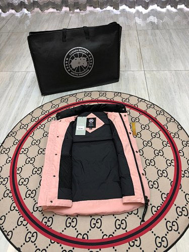 Canada Goose Blush Pink Quilted Puffer Vest with Black Logo Badge