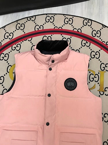 Canada Goose Blush Pink Quilted Puffer Vest with Black Logo Badge