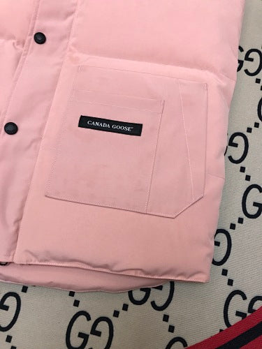 Canada Goose Blush Pink Quilted Puffer Vest with Black Logo Badge