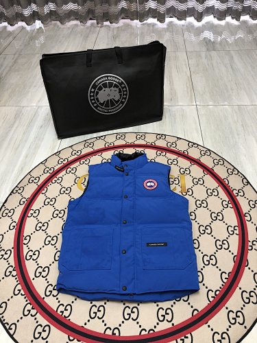 Canada Goose Royal Blue Quilted Puffer Vest with Red Logo Badge