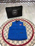 Canada Goose Royal Blue Quilted Puffer Vest with Red Logo Badge