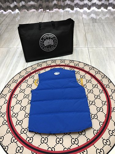 Canada Goose Royal Blue Quilted Puffer Vest with Red Logo Badge