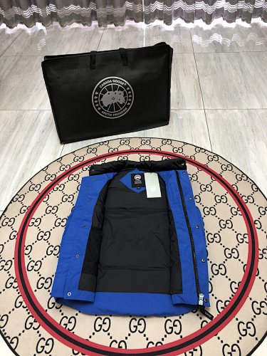 Canada Goose Royal Blue Quilted Puffer Vest with Red Logo Badge