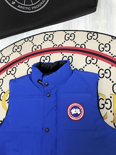 Canada Goose Royal Blue Quilted Puffer Vest with Red Logo Badge