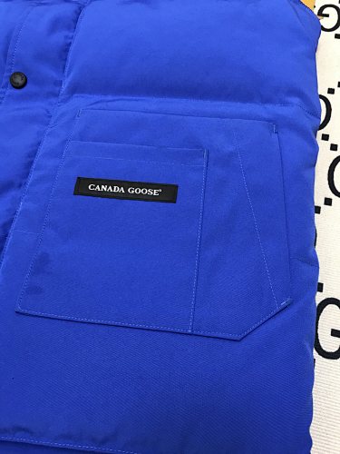 Canada Goose Royal Blue Quilted Puffer Vest with Red Logo Badge