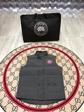 Canada Goose Charcoal Gray Quilted Puffer Vest with Red Logo Badge